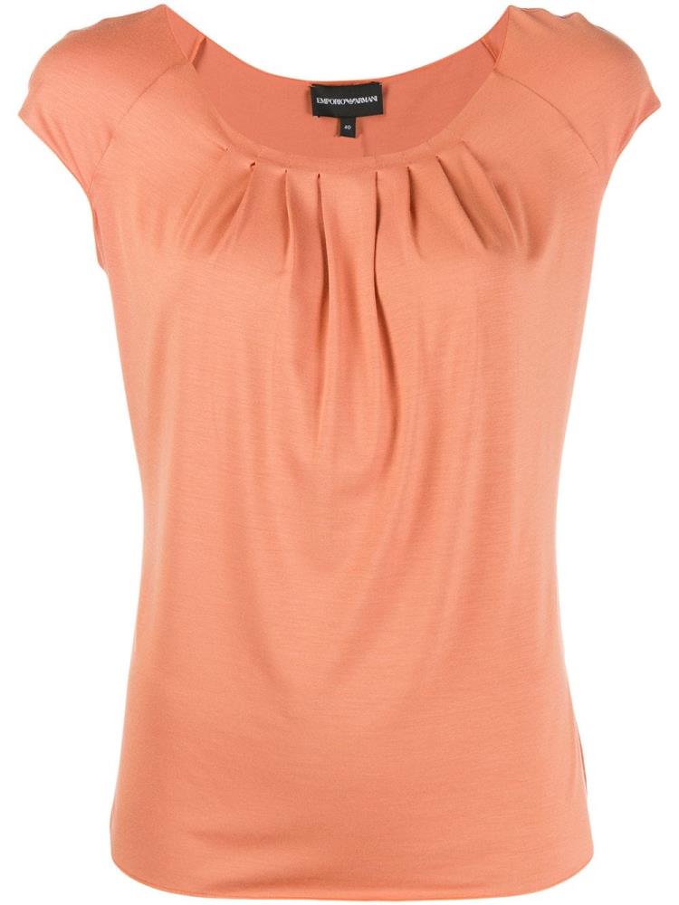 Armani Emporio Armani Pleated Short Sleeve Top Ženske Bež | H28RZGQT