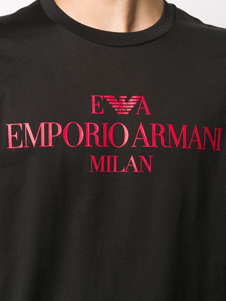 Armani Emporio Armani Printed Logo Majice Moški Črne | JLG0OXHP