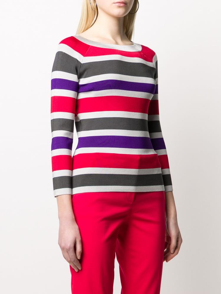 Armani Emporio Armani Ribbed Knit Striped Skakalci Ženske Rdeče | SVUUUXLL