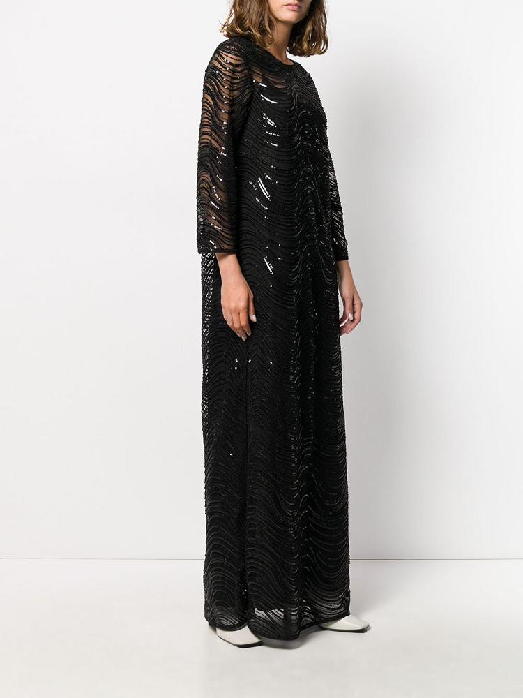 Armani Emporio Armani Sequin Embellished Gown Obleke Ženske Črne | 3SO6XOIR