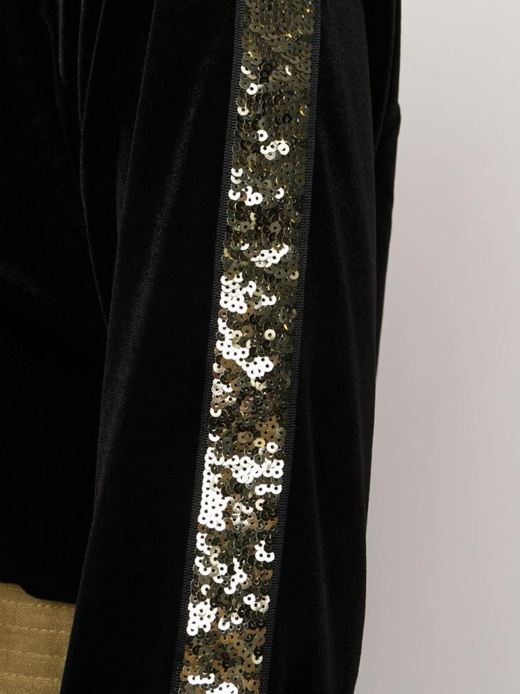 Armani Emporio Armani Sequin Side Panel Športni Puloverji Ženske Črne | FBIZQNOT