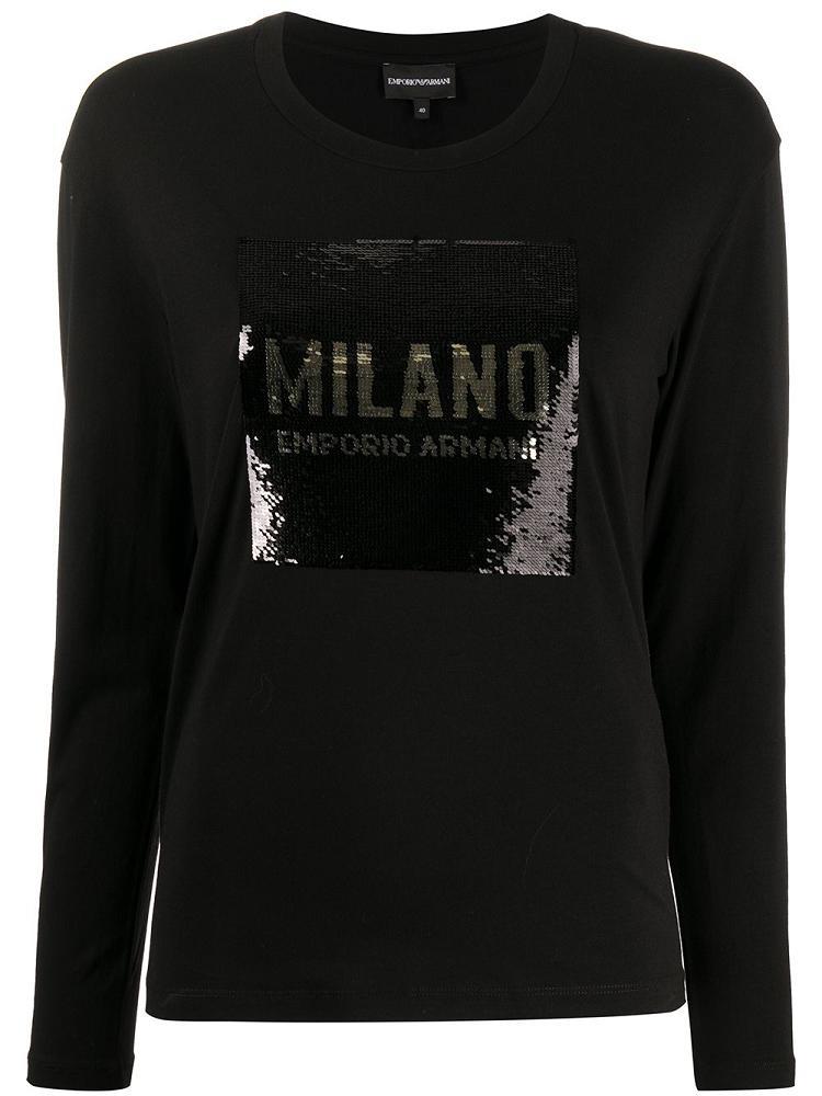 Armani Emporio Armani Sequinned Logo Top Ženske Črne | MN6HW1KI