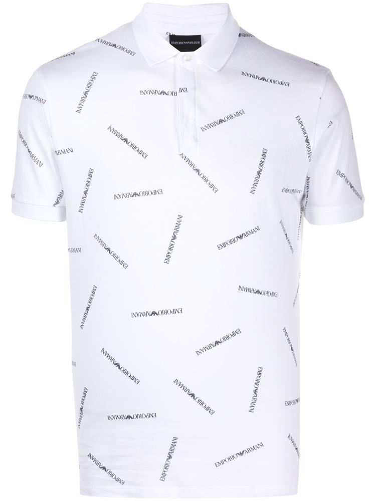 Armani Emporio Armani Short Sleeve Logo Print Polo Majice Moški Bele | MT3AKGKK