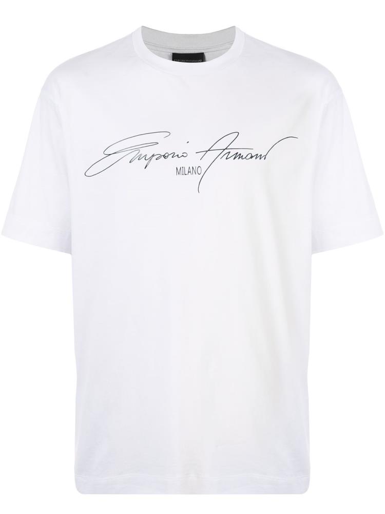 Armani Emporio Armani Signature Logo Majice Moški Bele Črne | VZT2QSZC