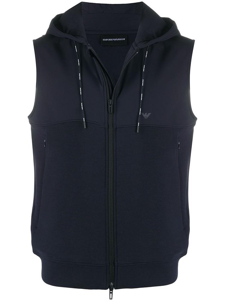 Armani Emporio Armani Sleeveless Hooded Jakne Moški Modre | 4JXPO2HH