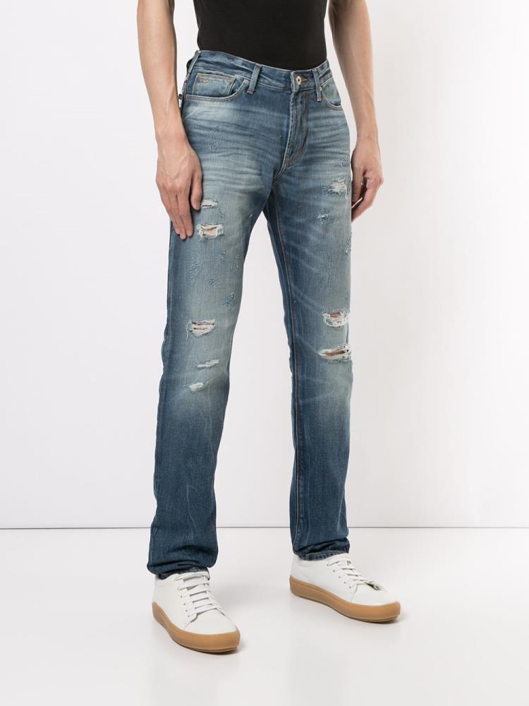 Armani Emporio Armani Slim Fit Distressed Kavbojke Moški Modre | 7N3JOYRN