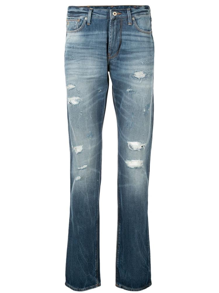 Armani Emporio Armani Slim Fit Distressed Kavbojke Moški Modre | 7N3JOYRN