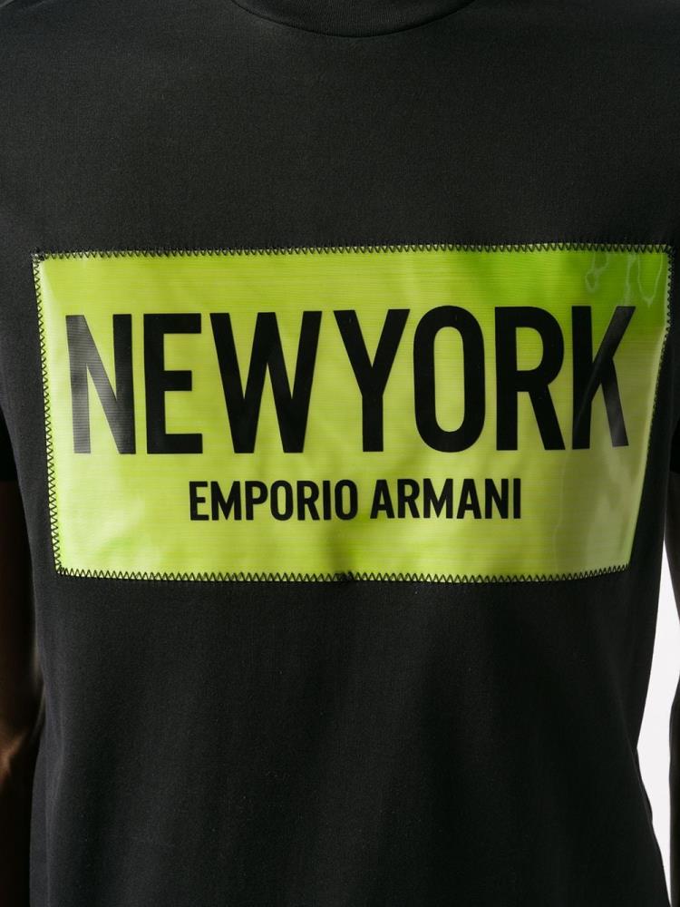 Armani Emporio Armani Stitched Logo Majice Moški Črne | URFJOQ4A