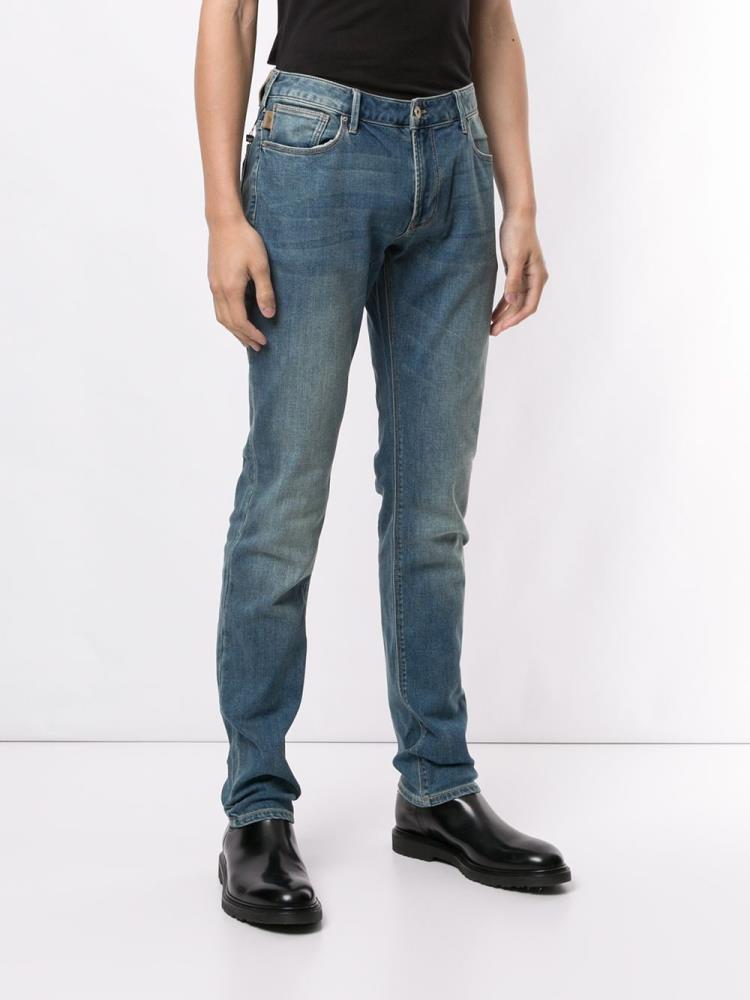 Armani Emporio Armani Stonewashed Slim Fit Kavbojke Moški Modre | EN4Z3IHW