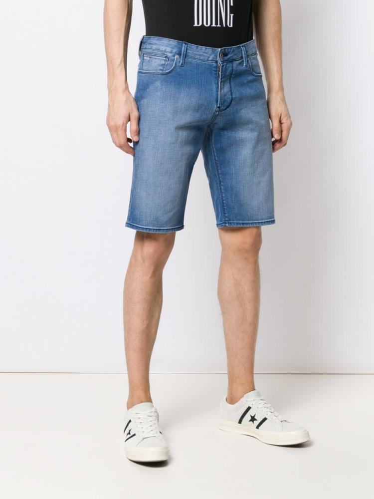 Armani Emporio Armani Straight Leg Denim Kratke Hlače Moški Modre | 3YG9YZRJ