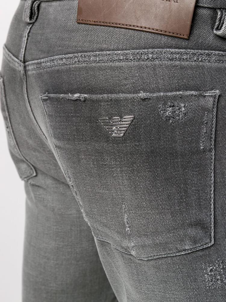 Armani Emporio Armani Straight Leg Distressed Effect Kavbojke Moški Sive | HCJA814F