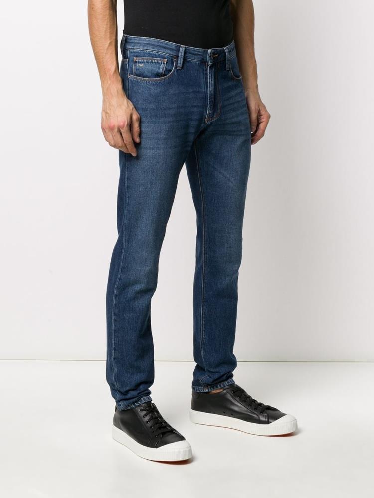 Armani Emporio Armani Straight Leg Kavbojke Moški Modre | N2KTQHGN