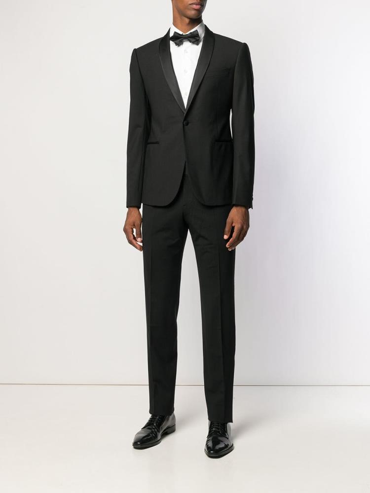 Armani Emporio Armani Stretch Wool Tuxedo Obleke Moški Črne | JZB0BPJV