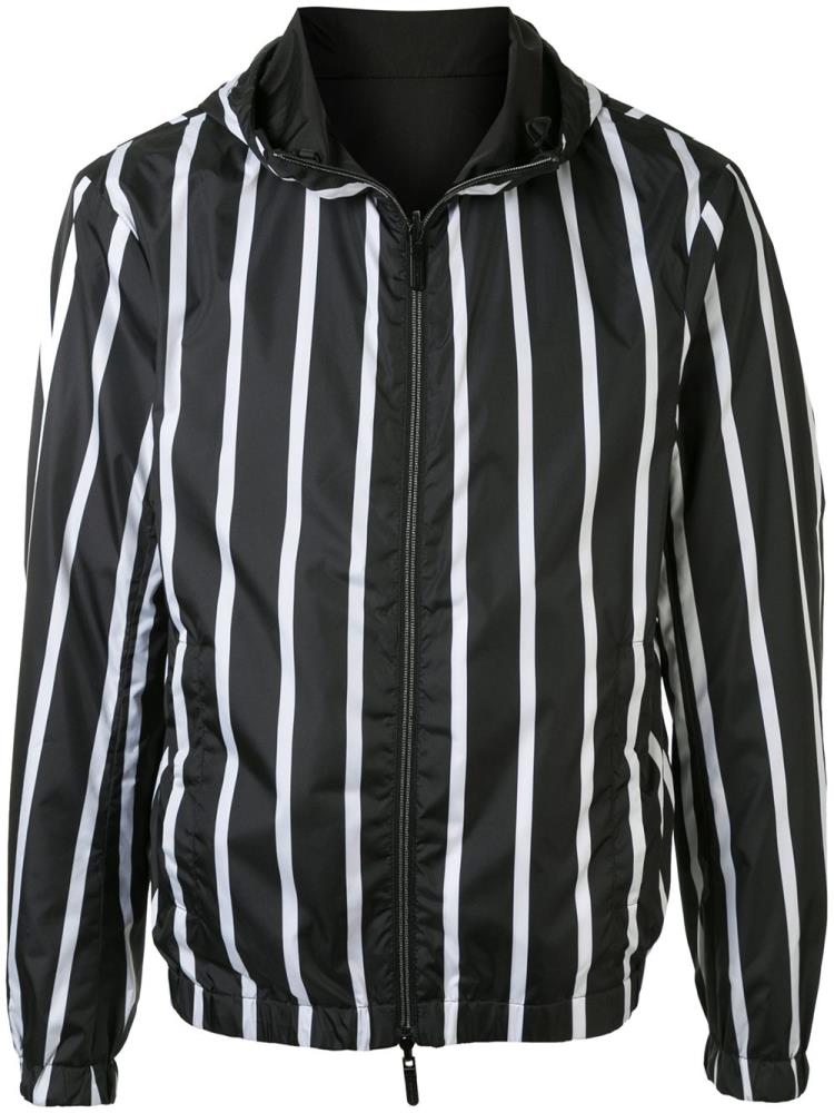 Armani Emporio Armani Striped Hooded Jakne Moški Črne Bele | 89FTWJ8J