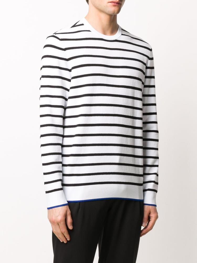 Armani Emporio Armani Striped Long Sleeve Skakalci Moški Bele Modre | PB99GDBZ