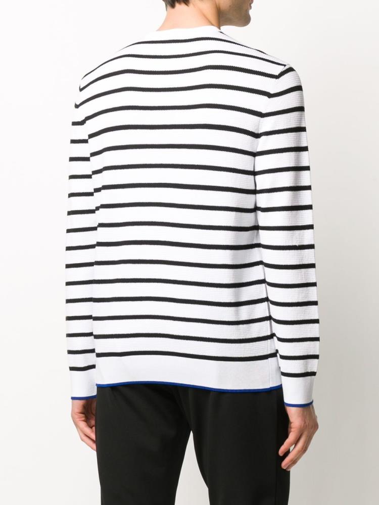 Armani Emporio Armani Striped Long Sleeve Skakalci Moški Bele Modre | PB99GDBZ