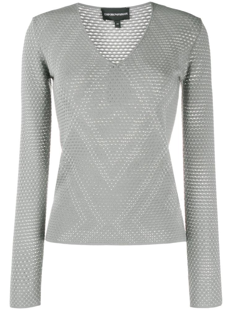 Armani Emporio Armani Textured V Neck Športni Puloverji Ženske Sive | VB3GKK66