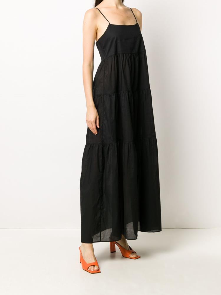 Armani Emporio Armani Tiered Maxi Obleke Ženske Črne | 9P3BB16B