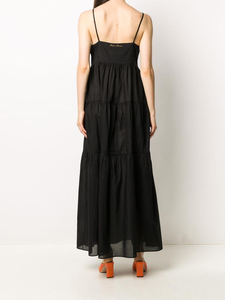 Armani Emporio Armani Tiered Maxi Obleke Ženske Črne | 9P3BB16B