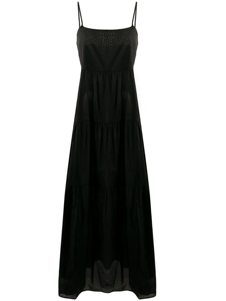 Armani Emporio Armani Tiered Maxi Obleke Ženske Črne | 9P3BB16B