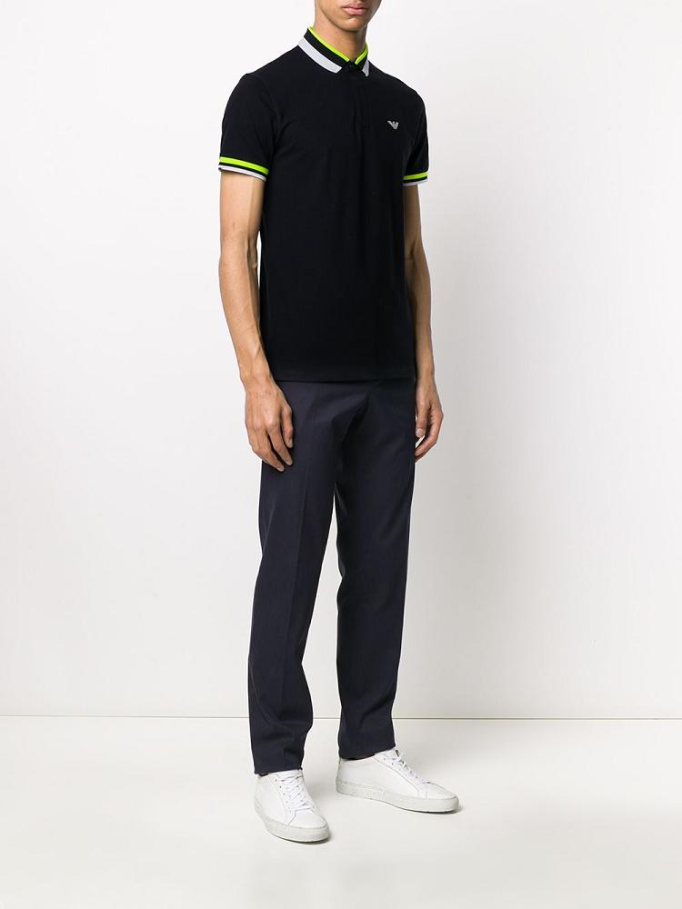 Armani Emporio Armani Tri Stripe Polo Majice Moški Modre | BHDC4KQW