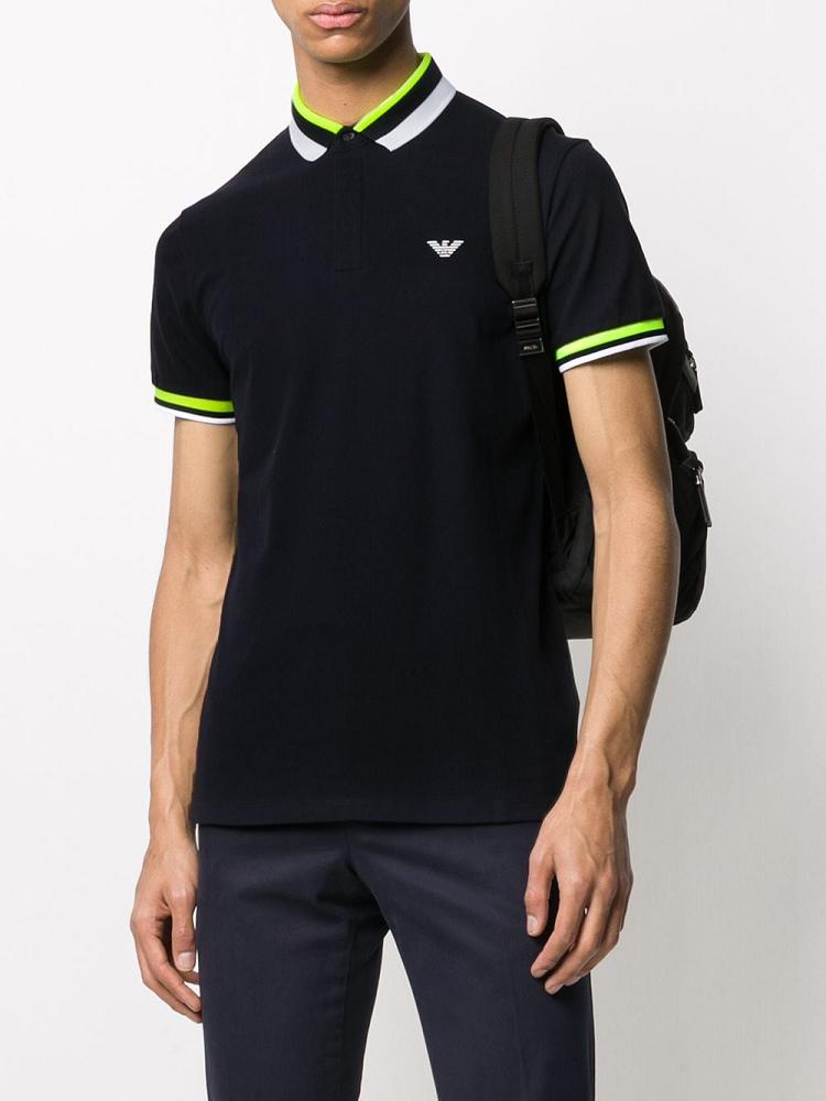 Armani Emporio Armani Tri Stripe Polo Majice Moški Modre | BHDC4KQW