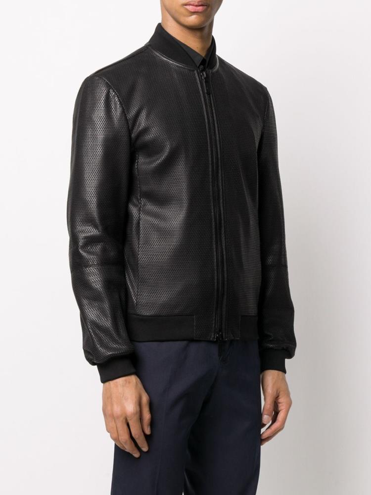 Armani Emporio Armani Usnje Bomber Jakne Moški Črne | 8QPH4EO2