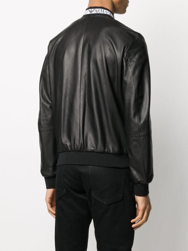 Armani Emporio Armani Usnje Bomber Jakne Moški Črne | 8SDT3117