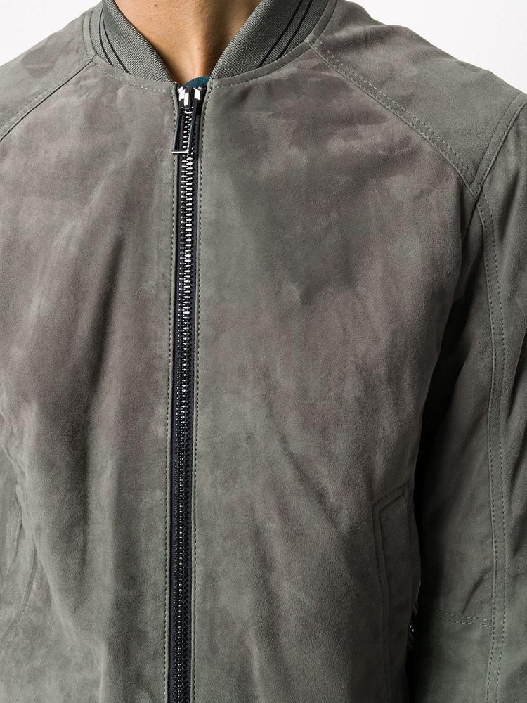 Armani Emporio Armani Usnje Bomber Jakne Moški Sive | IOFXIXTN