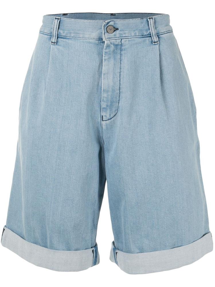 Armani Emporio Armani Wide Leg Denim Kratke Hlače Moški Modre | BG24KQX7