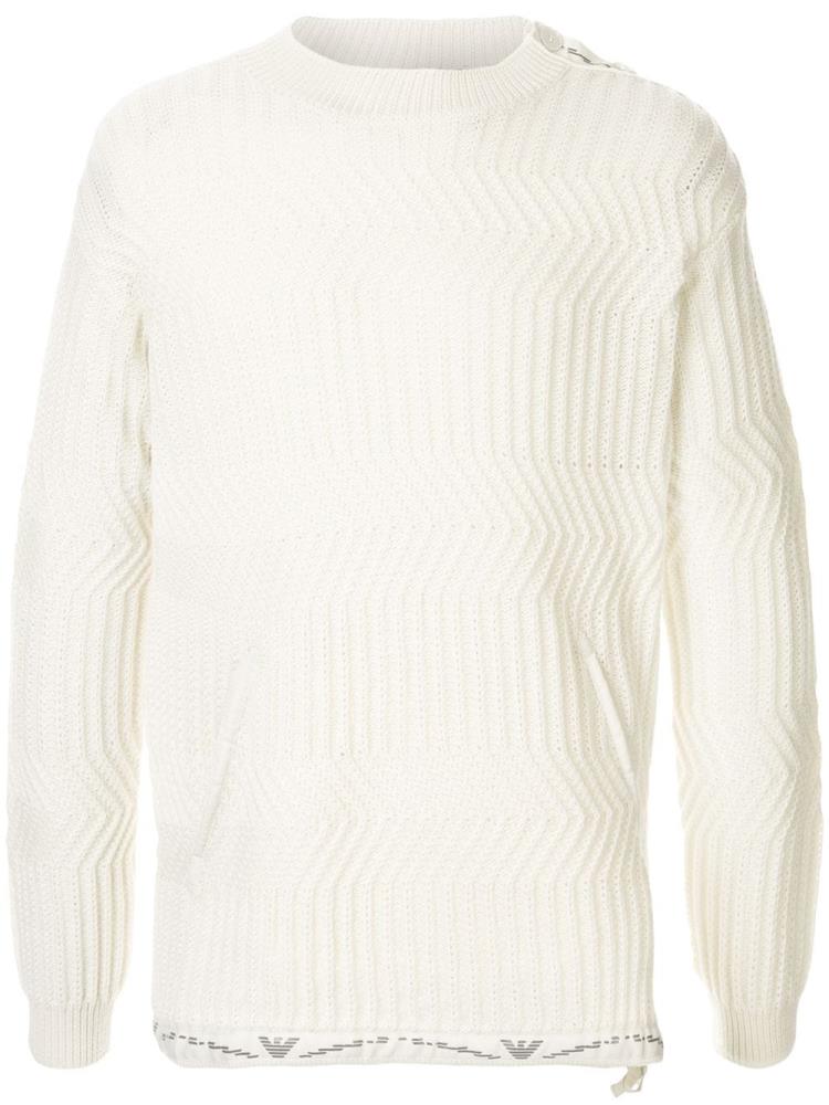 Armani Emporio Armani Zig Zag Knit Skakalci Moški Bele | SRIPLN12