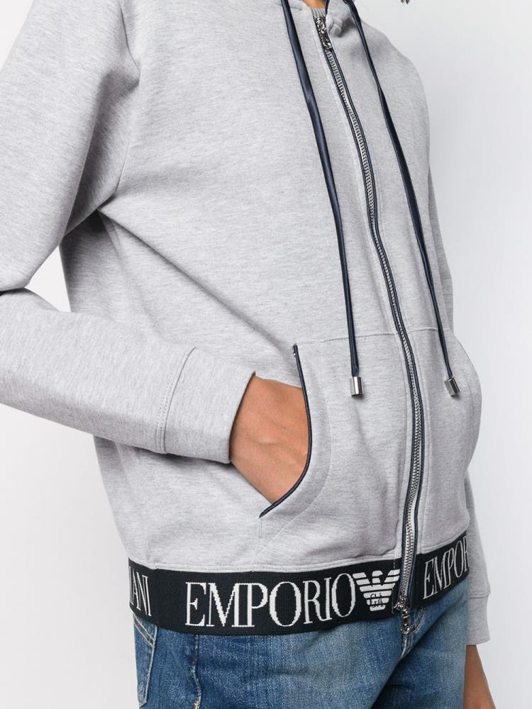 Armani Emporio Armani Zip Front Logo Waistband Puloverji S Kapuco Ženske Sive | KKHHAL6D