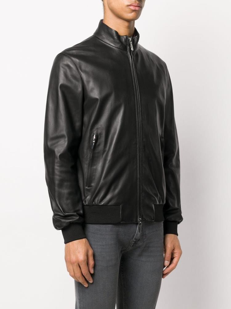 Armani Emporio Armani Zipped Biker Jacket Jakne Moški Črne | GVD4DFCU