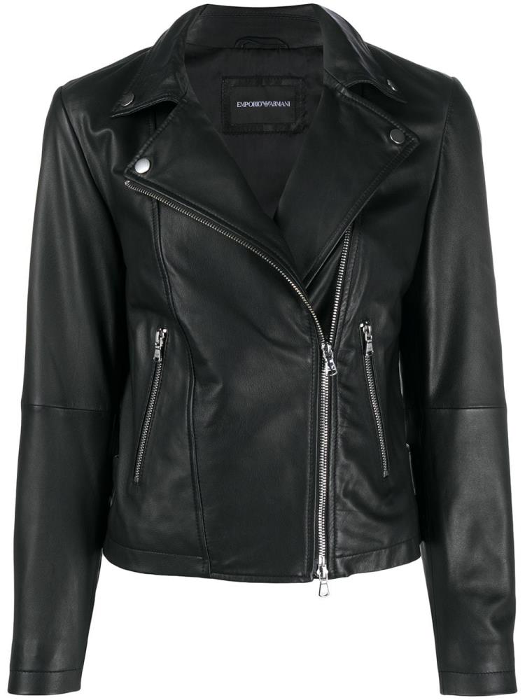 Armani Emporio Armani Zipped Biker Jacket Jakne Ženske Črne | RYSCAW1K