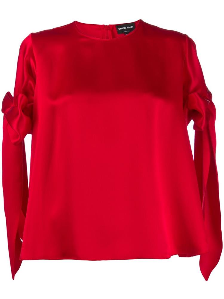 Armani Giorgio Armani Bow Sleeve Top Ženske Rdeče | LRY05K0F