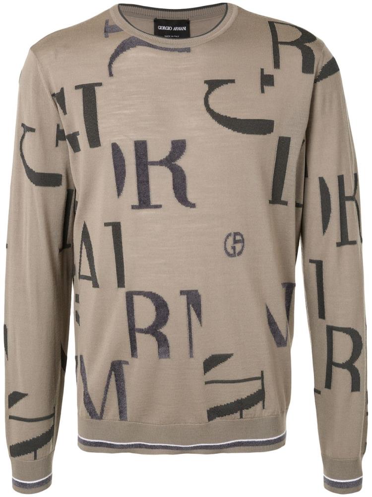 Armani Giorgio Armani Brand Letter Long Sleeve Skakalci Moški Rjave Zelene | ZSYGDNB4