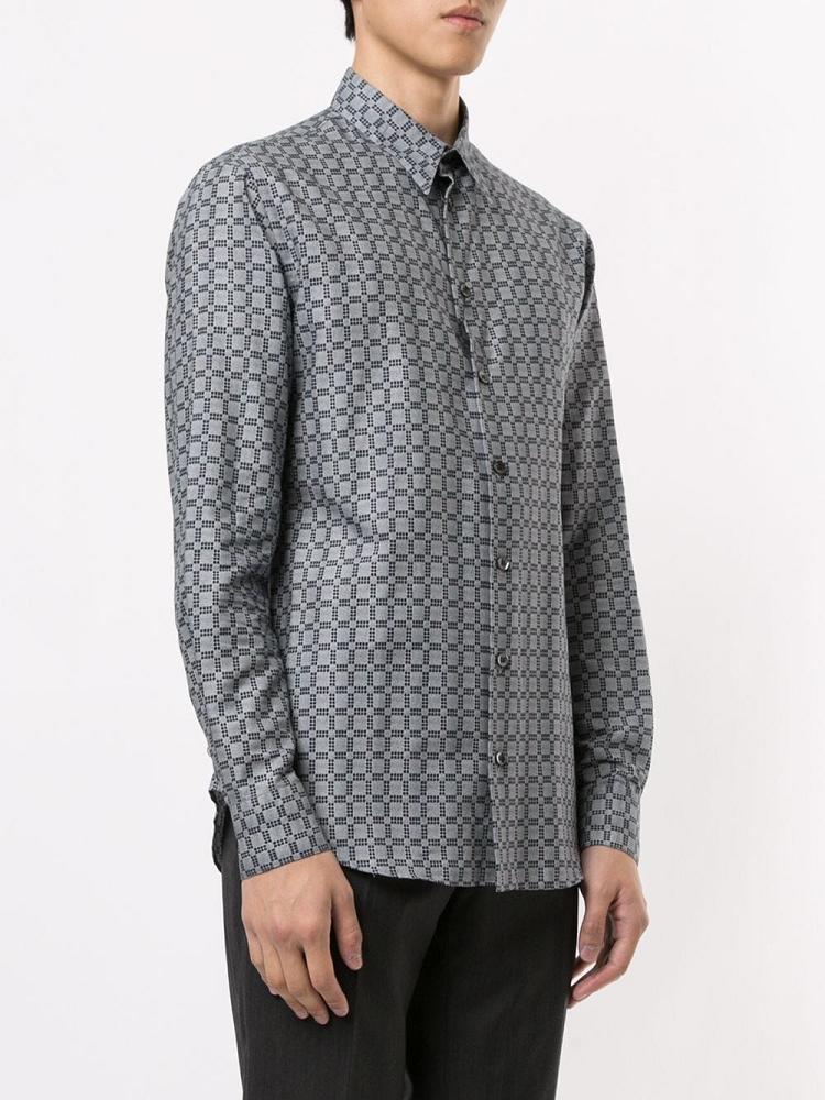 Armani Giorgio Armani Check Print Srajca Moški Modre | LD1PH7K8