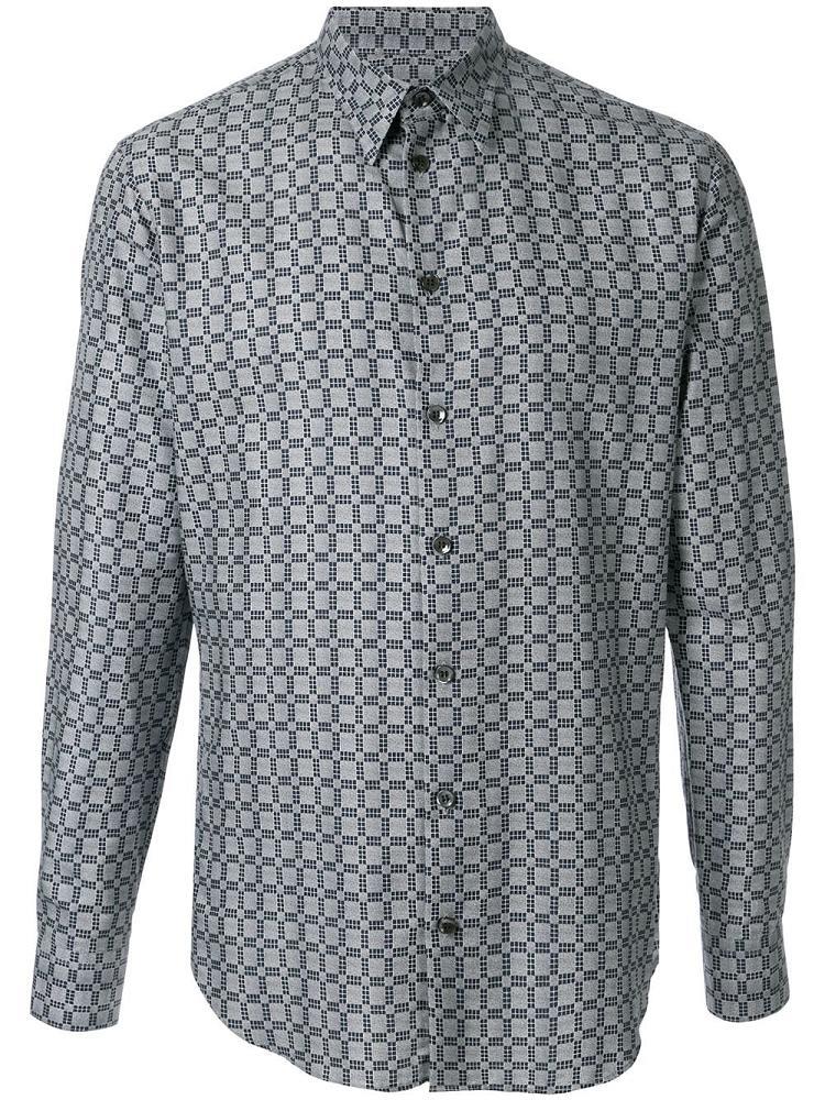 Armani Giorgio Armani Check Print Srajca Moški Modre | LD1PH7K8