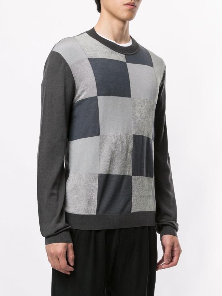 Armani Giorgio Armani Checkered Crew Neck Športni Puloverji Moški Sive | 81OID87N