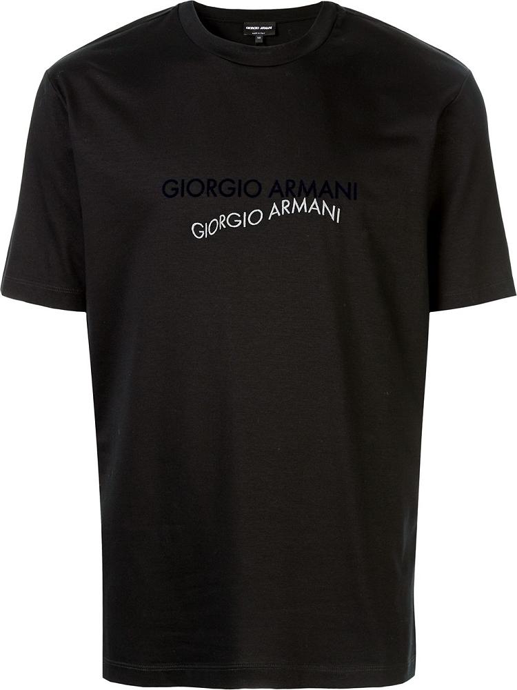 Armani Giorgio Armani Contrast Logo Majice Moški Črne | ODHPAQFZ