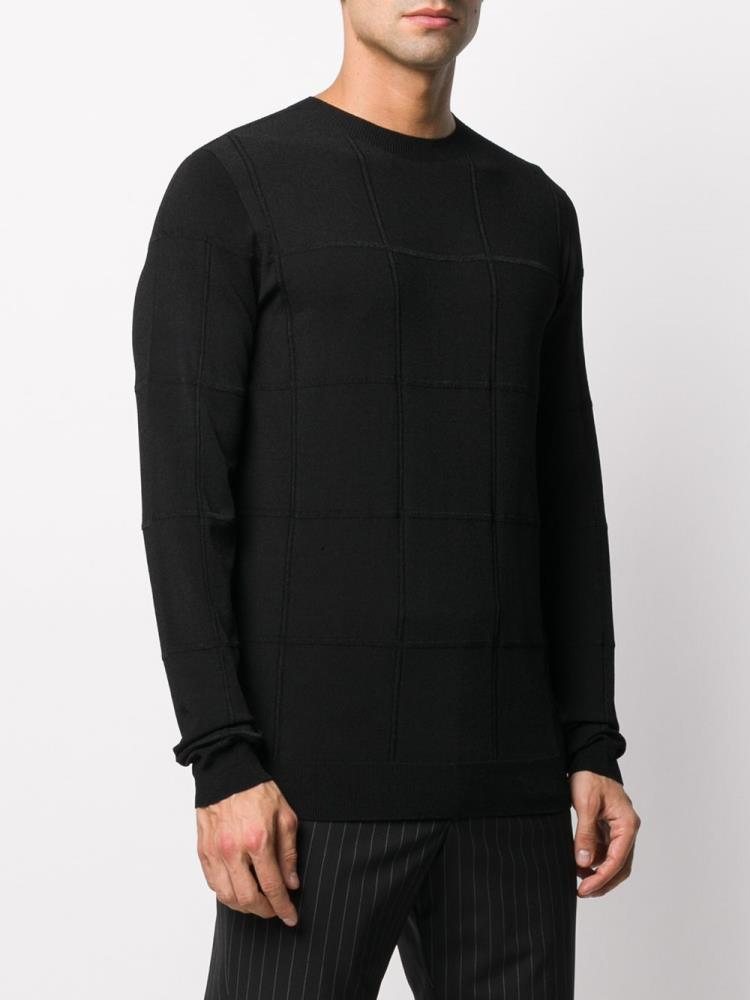 Armani Giorgio Armani Crew Neck Grid Skakalci Moški Črne | 6VPTH10O