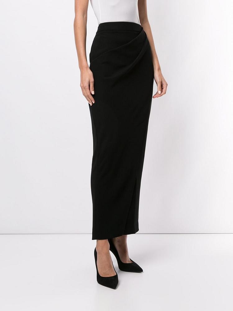 Armani Giorgio Armani Draped Pencil Midi Krila Ženske Črne | RH8NBP75