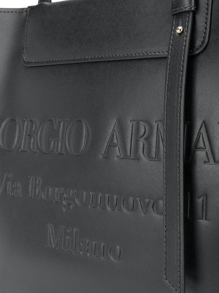 Armani Giorgio Armani Embossed Logo Torba Tote Ženske Črne | UP7U1VQ2