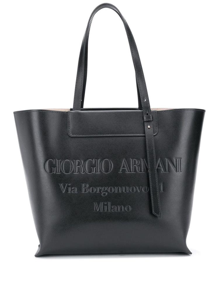 Armani Giorgio Armani Embossed Logo Torba Tote Ženske Črne | UP7U1VQ2