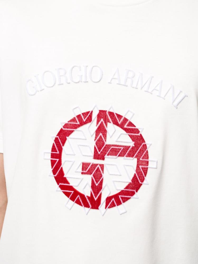 Armani Giorgio Armani Embroidered Logo Majice Moški Bele | 2V4Y5LRK