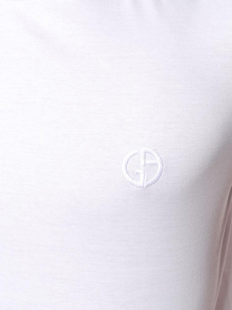 Armani Giorgio Armani Embroidered Logo Majice Moški Bele | UNK7NTZY