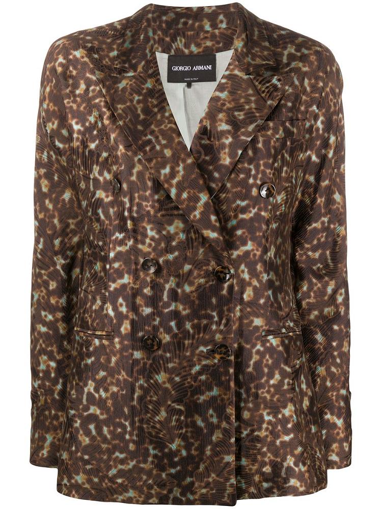 Armani Giorgio Armani Foliage Leopard Print Suknjič Ženske Rjave | Z6PSMIKF