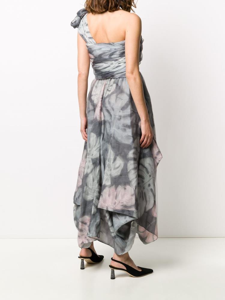 Armani Giorgio Armani Foliage Print Pleated Obleke Ženske Sive Roza | QYQNSVIO