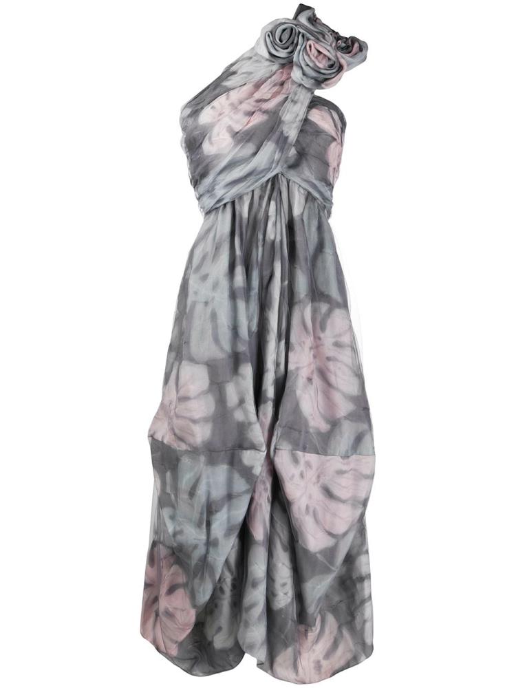 Armani Giorgio Armani Foliage Print Pleated Obleke Ženske Sive Roza | QYQNSVIO