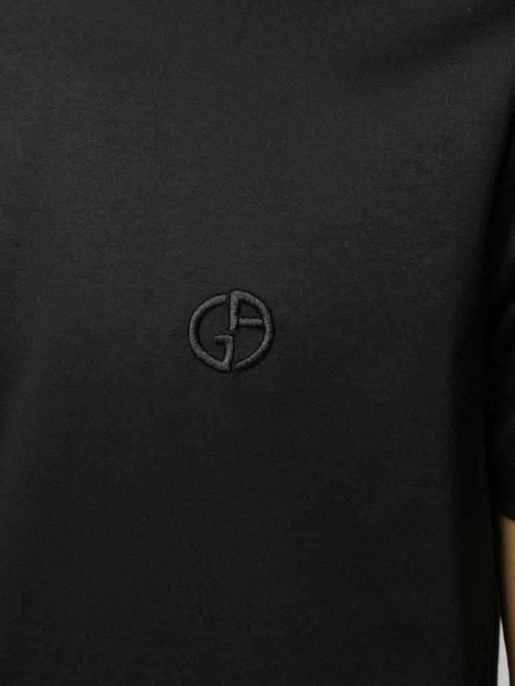 Armani Giorgio Armani Logo Embroidered Majice Moški Črne | PXQBATXI